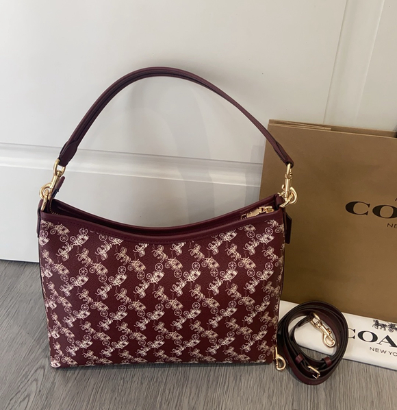 COACH Handbags - Coach Burgundy Classic Carriage Monogram Underarm Bag
